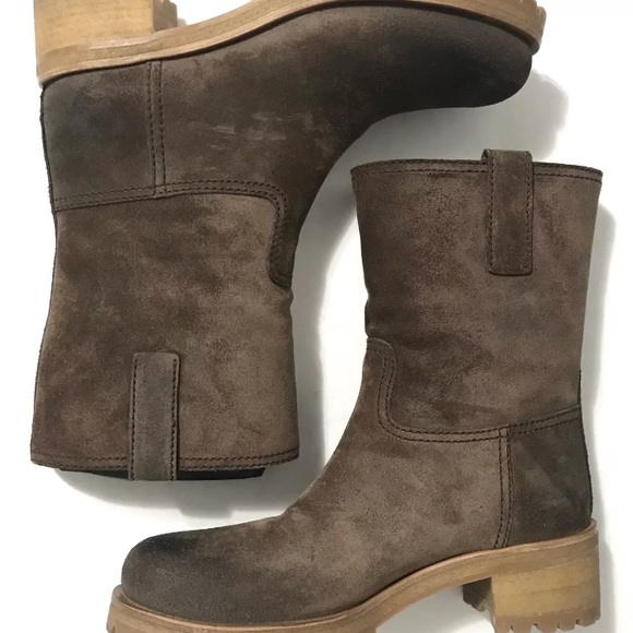 Prada Milano Ebano Brown Suede Ankle Boots NIB - Picture 5 of 8